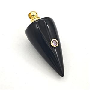 Black Obsidian Pendulum Pendant Pave Zirconia, approx 16-40mm [GM27464]