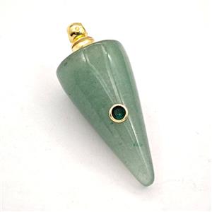 Green Aventurine Pendulum Pendant Pave Zirconia, approx 16-40mm [GM27465]