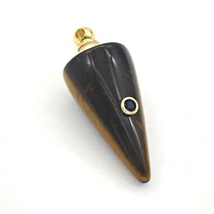 Tiger Eye Stone Pendulum Pendant Pave Zirconia, approx 16-40mm [GM27466]