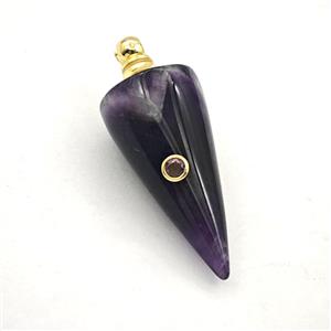 Purple Amethyst Pendulum Pendant Pave Zirconia, approx 16-40mm [GM27467]