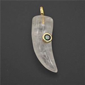 Clear Quartz Horn Pendant Pave Zirconia, approx 12-40mm [GM27469]