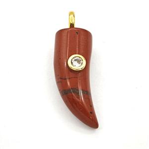 Red Jasper Horn Pendant Pave Zirconia, approx 12-40mm [GM27474]