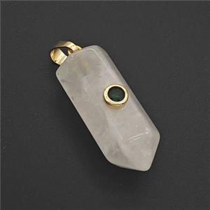 Clear Quartz Bullet Pendant Pave Zirconia, approx 12-30mm [GM27479]