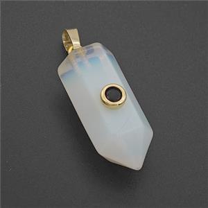 White Opalite Bullet Pendant Pave Zirconia, approx 12-30mm [GM27481]