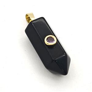 Black Obsidian Bullet Pendant Pave Zirconia, approx 12-30mm [GM27482]