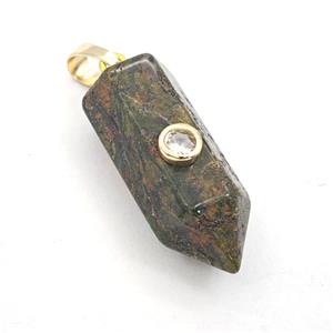 Unakite Bullet Pendant Pave Zirconia, approx 12-30mm [GM27484]