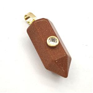 Golden Sandstone Bullet Pendant Pave Zirconia, approx 12-30mm [GM27486]