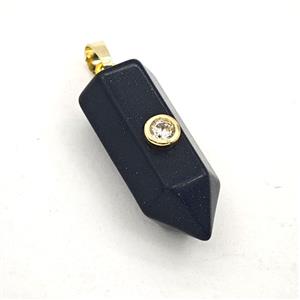 Blue Sandstone Bullet Pendant Pave Zirconia, approx 12-30mm [GM27487]