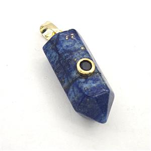 Blue Lapis Lazuli Bullet Pendant Pave Zirconia, approx 12-30mm [GM27489]