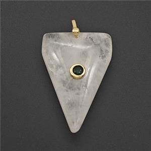 Clear Quartz Triangle Pendant Pave Zirconia, approx 25-40mm [GM27492]