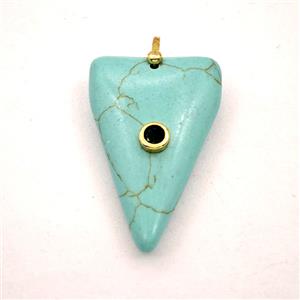 Green Dye Howlite Turquoise Triangle Pendant Pave Zirconia, approx 25-40mm [GM27496]