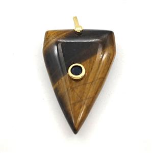 Tiger Eye Stone Triangle Pendant Pave Zirconia, approx 25-40mm [GM27497]