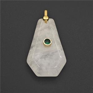 Clear Quartz Polygon Pendant Pave Zirconia, approx 18-30mm [GM27501]