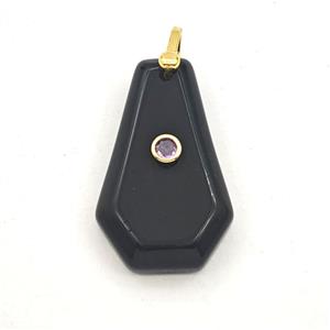 Black Obsidian Polygon Pendant Pave Zirconia, approx 18-30mm [GM27504]