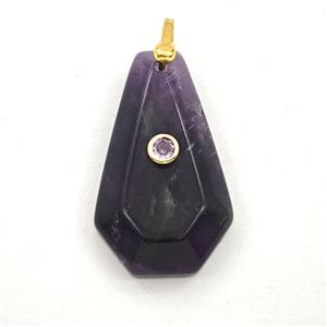 Purple Amethyst Polygon Pendant Pave Zirconia, approx 18-30mm [GM27507]