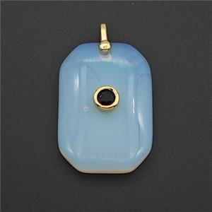 White Opalite Rectangle Pendant Pave Zirconia, approx 20-30mm [GM27511]