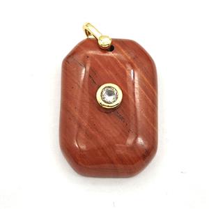Red Jasper Rectangle Pendant Pave Zirconia, approx 20-30mm [GM27515]