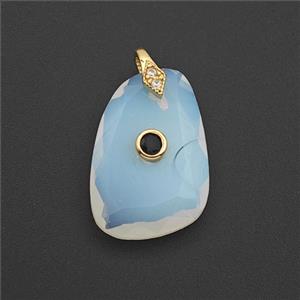 White Opalite Slice Pendant Pave Zirconia, approx 16-25mm [GM27522]