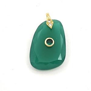 Green Cats Eye Glass Slice Pendant Pave Zirconia, approx 16-25mm [GM27525]