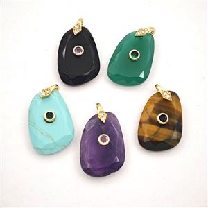 Gemstone Slice Pendant Pave Zirconia Mixed, approx 16-25mm [GM27529]