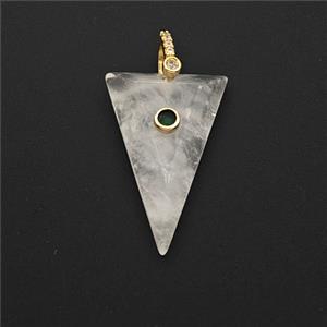 Clear Quartz Triangle Pendant Pave Zirconia, approx 20-30mm [GM27541]