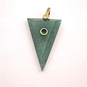 Green Aventurine Triangle Pendant Pave Zirconia, approx 20-30mm [GM27545]