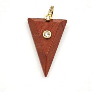 Red Jasper Triangle Pendant Pave Zirconia, approx 20-30mm [GM27546]