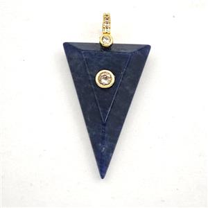 Blue Sodalite Triangle Pendant Pave Zirconia, approx 20-30mm [GM27547]