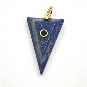 Blue Lapis Lazuli Triangle Pendant Pave Zirconia, approx 20-30mm [GM27549]