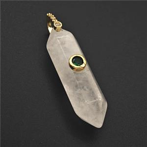 Clear Quartz Prism Pendant Pave Zirconia, approx 10-42mm [GM27552]