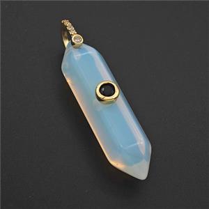 White Opalite Prism Pendant Pave Zirconia, approx 10-42mm [GM27554]