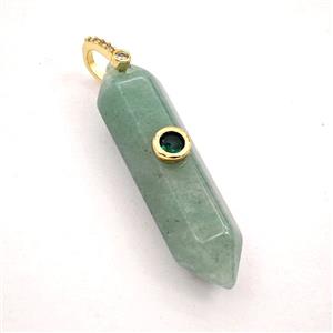 Green Aventurine Prism Pendant Pave Zirconia, approx 10-42mm [GM27556]