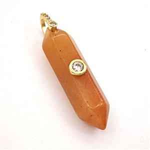 Orange Aventurine Prism Pendant Pave Zirconia, approx 10-42mm [GM27557]