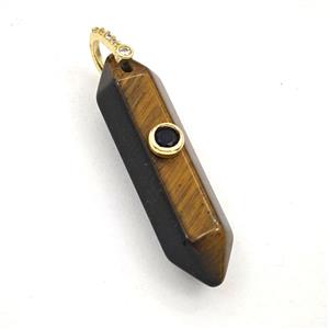 Tiger Eye Stone Prism Pendant Pave Zirconia, approx 10-42mm [GM27559]