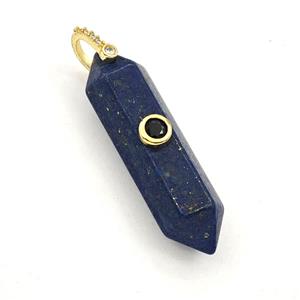 Blue Lapis Lazuli Prism Pendant Pave Zirconia, approx 10-42mm [GM27560]
