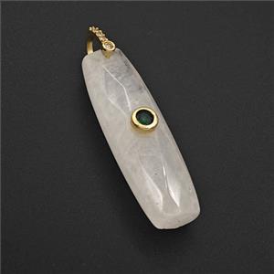 Clear Quartz Stick Pendant Pave Zirconia, approx 12-42mm [GM27563]