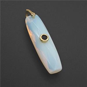White Opalite Stick Pendant Pave Zirconia, approx 12-42mm [GM27565]