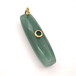 Green Aventurine Stick Pendant Pave Zirconia, approx 12-42mm [GM27567]