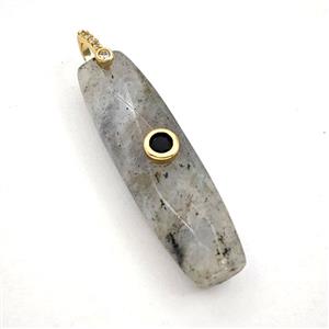 Labradorite Stick Pendant Pave Zirconia, approx 12-42mm [GM27568]