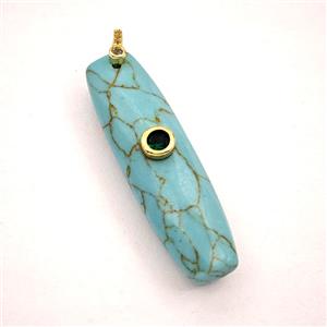Synthetic Green Turquoise Stick Pendant Pave Zirconia, approx 12-42mm [GM27569]
