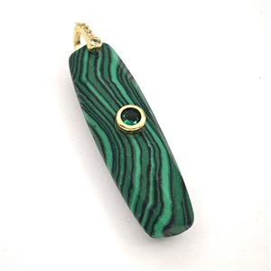 Synthetic Green Malachite Stick Pendant Pave Zirconia, approx 12-42mm [GM27570]