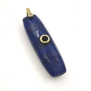 Blue Lapis Lazuli Stick Pendant Pave Zirconia, approx 12-42mm [GM27572]