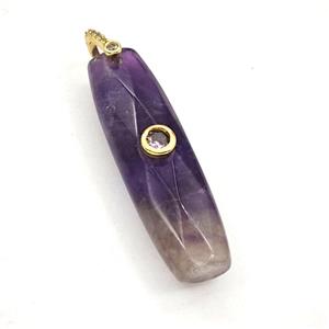 Purple Amethyst Stick Pendant Pave Zirconia, approx 12-42mm [GM27573]