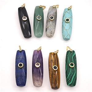 Gemstone Stick Pendant Pave Zirconia Mixed, approx 12-42mm [GM27574]