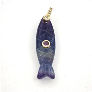 Blue Sodalite Fish Pendant Pave Zirconia, approx 10-33mm [GM27583]