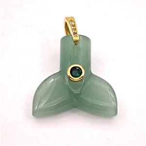 Green Aventurine Mermaid-Tail Pendant Pave Zirconia, approx 26-28mm [GM27590]