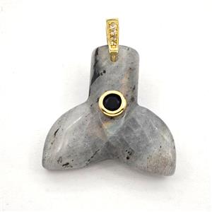 Labradorite Mermaid-Tail Pendant Pave Zirconia, approx 26-28mm [GM27591]