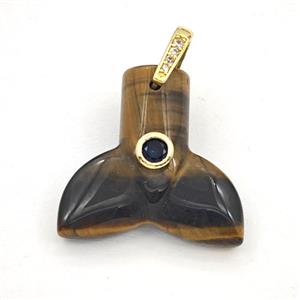 Tiger Eye Stone Mermaid-Tail Pendant Pave Zirconia, approx 26-28mm [GM27592]