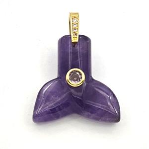 Purple Amethyst Mermaid-Tail Pendant Pave Zirconia, approx 26-28mm [GM27593]