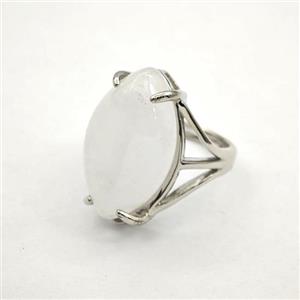 Clear Quartz Oval Copper Rings Platinum Plated, approx 15-25mm, 18mm dia [GM27603]